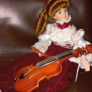 Vintage Victorian Celeste automated Music  Porcelain Doll